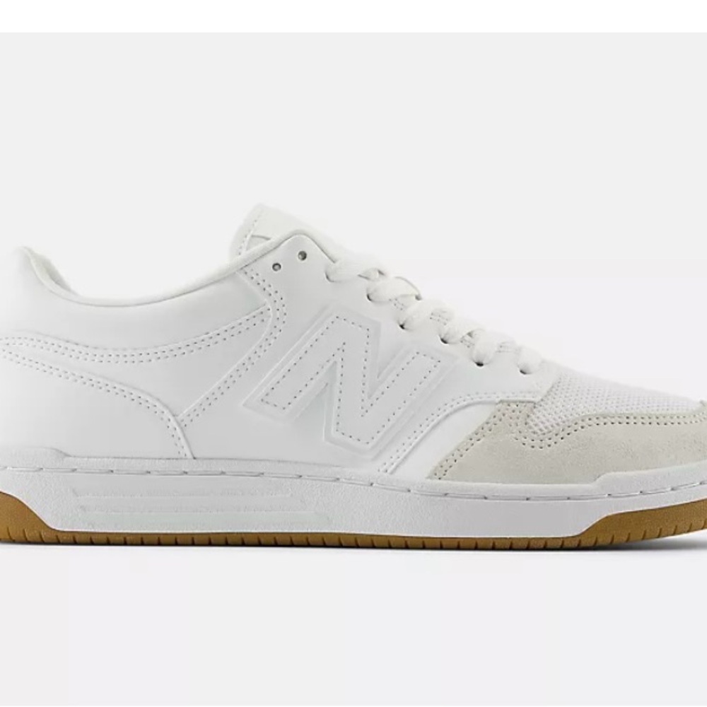 New Balance 480 White/White Leather Comfort Sneaker Womens sz 8